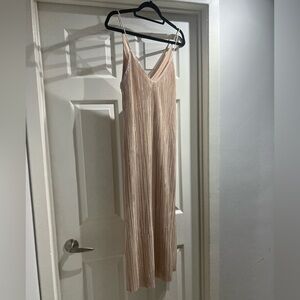 Zara Tan Spaghetti Strap Slip Maxi Dress for Cocktail